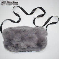 MS.MinShu Brand Real Fur Handmuff Winter Hand Warmer Real Rex Rabbit Fur Muff Fashion Woman Handmuff With ribbon Hand Warmer