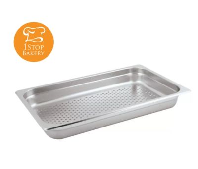 Stainless Steel Service Pan GN 1/1x40 dim 530x325x40mm Perforated / ถาดสแตนเลสมีรู