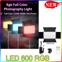 600 LED RGB 23200K-5600K แฟลชวิดีโอ CRI95กล้องถ่ายรูปอุปกรณ์เสริมพร้อมอะแดปเตอร์แปลงไฟ AC PK Yongnuo YN300 III