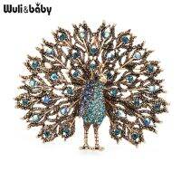 Wuli amp;baby Mulitcolor Big Sparkling Peacock Brooches Pins For Women Jewelry Gift 4 Colors Badge Scarf Buckle