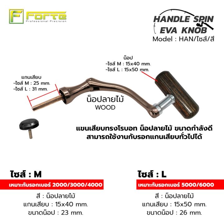 แขนหมุนรอกตกปลา-han-น็อปลายไม้-ทรงโรบอท-ใช้กับรอกแกนเสียบทั่วไปได้