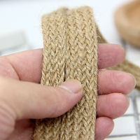 10M สายกัญชาถักแบน Burlap ริบบิ้น 8 มม. 12 มม. 18 มม. เชือกปอธรรมชาติเกลียว Webbing DIY งานแต่งงานตกแต่งริบบิ้นหัตถกรรม-Laocher