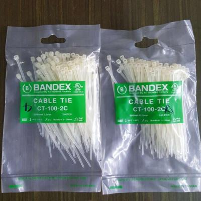 *1แถม1* BANDEX CABLE TIE เคเบิ้ลไทร์ สายรัดสายไฟ สายรัด เส้นรัด หนวดกุ้ง ขนาดยาว 4 นิ้ว สีขาว จำนวน 2 ถุง ถุงละ 100 เส้น งานไต้หวันไม่ใช่งานจีน