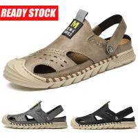 Mens Shoes Sandals Slippers Leather Dual-Use Breathable Adjustable Beach Outdoor Walking Wading Hiking N2CT