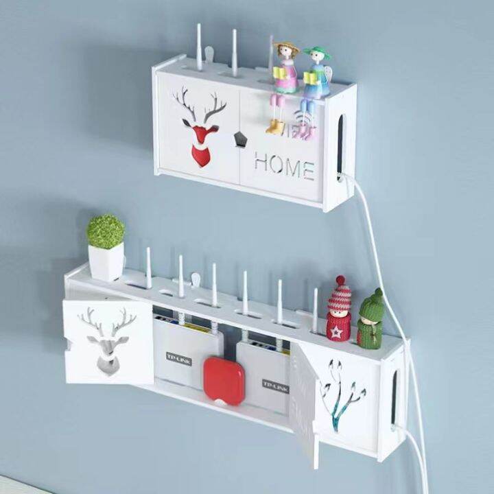 Wireless wifi router storage box multi-function wall mounted tie ...