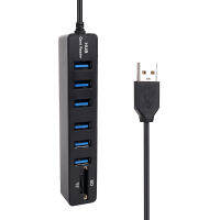 6พอร์ต USB Hub 2.0 480 Mbps Splitter เครื่องอ่านการ์ด TF ความเร็วสูง All In One สำหรับพีซีอุปกรณ์คอมพิวเตอร์ USB 2.0 Hub USB