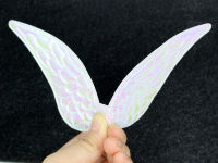 20pcs Large White Iridescent Fabric Angel Wing Appliques 22cm Cut Outs Cupid Fairy Wings, Baby Shower, Doll Embellishment