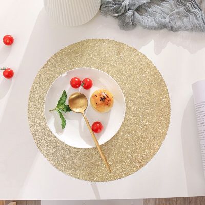 38cm Round PVC Silver Gold Placemat Kitchen Dining Table Mat Insulation Pad INS Nordic Hotel Restaurant Home Decor