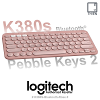 Logitech K380s Pepble Keys 2 Bluetooth® Keyboard (Rose) คีบอร์ดไร้สาย คีบอร์ดบลูทูธ สีชมพู ของแท้ ประกันศูนย์ 1ปี