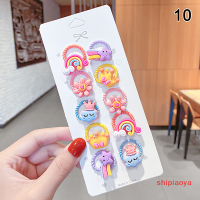 Shipiaoya 10x ใหม่สาวน่ารักการ์ตูนดอกไม้ยางรัดผมหางม้าขนาดเล็กยืดหยุ่นยางรัดผม