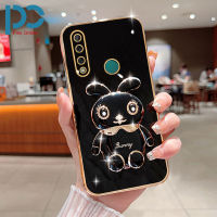 แฟชั่นเคสโทรศัพท์สำหรับ Huawei Y9 2019 Y9 Prime 2019 Y9S Y6P 2020 Y6 2019 Y7 2019 Y7 Pro 2019 Y7A Honor 8X ตัวชุบโลหะหรูหราน่ารักกระต่ายพับเป็นขาตั้งโทรศัพท์