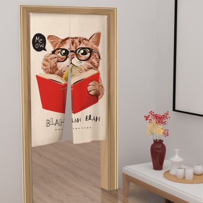 Fashion 2023 Lucky Japanese Cat Door Curtain Wall Kitchen Partition Bathroom Entrance Moon Shield Partition Kitchen Entrance Curtain Wall