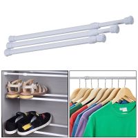 Multifunctional White No-Punch Storage Telescopic Rods / Closet Hangers Bathroom Towel Bars / Adjustable Curtain Rods / Closet Shoe Racks for Home Use