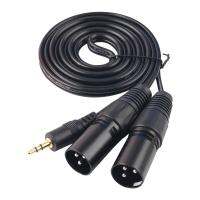 1.5 M 5ft 3.5mm ชายอุปกรณ์เสริมเสียงแบบสเตอริโอ 2 Dual XLR สายเคเบิลชาย