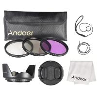 Andoer 52แผ่นกรอง Mm Kit (UV + CPL + FLD) + ไนลอนกระเป๋าใส่กล่องอาหาร + ฝาครอบเลนส์ + ฝาครอบเลนส์ + ฝาครอบเลนส์ + เลนส์ผ้าทำความสะอาด