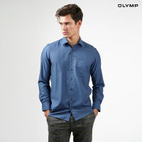 OLYMP GREEN CHOICE LUXOR Shirt เสื้อเชิ้ตชายรักษ์โลก สีน้ำเงินเข้ม ผ้าเท็กเจอร์ ทรงหลวม ใส่สบาย รีดง่าย