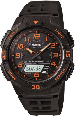 ‎Casio Casio Mens Slim Solar Multi-Function Analog-Digital Watch Black