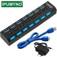 ◎♠ USB HUB 3.0 4 7 Port Usb Multi Splitter With Power Switch Supply Adapter For Macbook Pc Computer Laptops Notebook Accessories