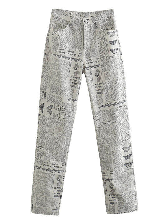 2022-summer-newspaper-printed-women-straight-pant-long-chic-ladies-trousers-harajuku-high-waist-zipper-female-vintage-streetwear