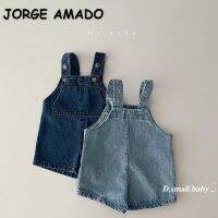 สไตล์เกาหลีฤดูร้อนใหม่เด็กทารก Romper Denim Light Blue Dark Blue Square Collar ทารกแรกเกิด Jumpsuit ทารกเสื้อผ้า E033