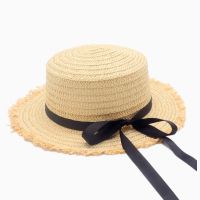 Hot Sale Flat High sun Hat Summer Spring Women 39;s Travel Caps Bandages Beach child Traw Hat Breathable Fashion Flower