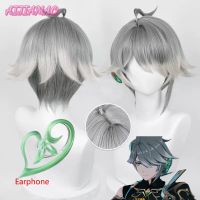 Genshin Impact Al Haitham Cosplay Wig 30Cm Short Gray Wig Cosplay Anime Cosplay Wigs Heat Resistant Synthetic Wigs