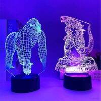 HOT!!!♞✚ cri237 Godzilla vs King Kong-Night Light Fashion Changing Boy Kid Touch Remote Lamp Kids Xmas Lighting Home Decor Birthday Gift