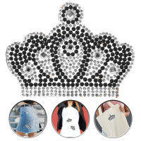 Zecetim Crown Patch Iron on Patch Embroidery Rhinestones Applique Decoration อุปกรณ์เสริมเสื้อผ้า DIY