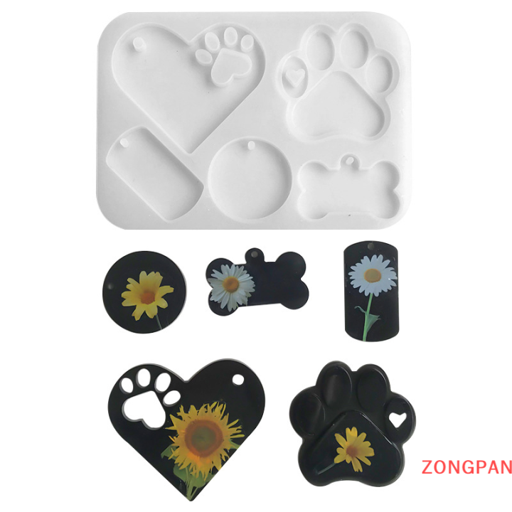 DIY Dog Tag Bone Shape Cookie Jewelry Keychain Casting Mould Resin Mold