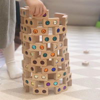 Wooden Rainbow Gems Stacking Blocks Toys Kids Creative Game Jenga Blocks Children Montessori Educational Toys Houten Speelgoed