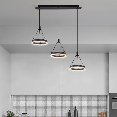 [COD] minimalist restaurant chandelier shape black circle dining room cafe bar three-headed ring