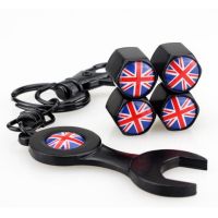 4pcs England Flag Wheel Valve Stems Caps amp; Wrench Dust Air Cover Car Universal Accessories for MINI One MINI Coopers Cabrio