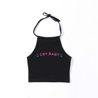 Cry Baby Halter Casual Short Top 2019 New Arrival Sleeveless Woman Tanks Vest Ladies White Camis Black Slim Fit Crop Camisole