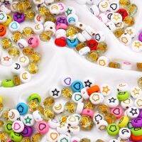 100pcs/Lot Acrylic Sound Flat Spaced Beads Star Moon For Jewelry Making DIY for Kids Woman Puzzle Handmade Charms Bracelet