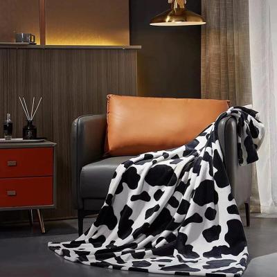 Cow Print Blanket Black White Bed Cow Throws Soft Couch Cozy Small Blankets Sofa Warm B2M8