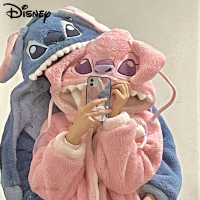 น่ารัก Stitch เสื้อผ้าผู้หญิงผู้ชาย Plush Soft Nightgown Robes Y2k น่ารักหนาชุดนอนยาวการ์ตูน Flannel เสื้อคลุมอาบน้ำ