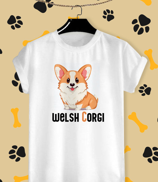 เสื้อยืดสกรีนลาย-น้องหมา-คอร์กี้-welsh-corgi-ผ้า-tk-ใส่สบาย-สีสันสดใส-ใส่สบาย-ไม่ยืดไม่ย้วย