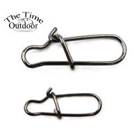 ♨ THETIME 100pcs Hooked Snap Pin Stainless Steel Fishing Barrel Swivel Safety Snaps Hook Lure Accessories Connector Snap Pesca