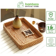 Khay mây tre đan xuất khẩu BAMBOOO ECO đựng trà bánh trang trí decor bàn
