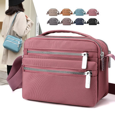 Womens Shoulder Bag 2023 New Fashion Street Fashion Multi-Zipper Nylon Cloth Portable Small Square Bag 2023