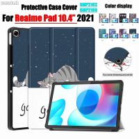 For Pad 10.4" 2021 RMP2102 RMP2103 RealmePad 10.4 inch Protection Case Fashion Tri-fold Painted Flip Cover Fold Stand