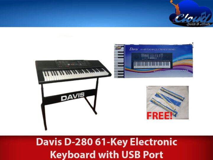 Davis D280 61Key Electronic Keyboard with USB Port FREE Stand and