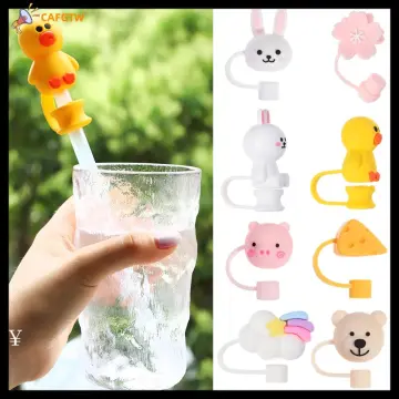 1PC Cute Straw Tips Airtight Reusable Drinking Dust Cap Silicone