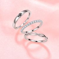 3pcs Set Ring Black Cross Infinite White Zirconium Wedding Ring Set 925 Silver Ring Engagement Bridal Sets