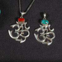 Handmade 925 Silver Nepalese OM Pendant Necklace Tibetan Turquoise OM Pendant Necklace Silver Tibetan Pendant Necklace