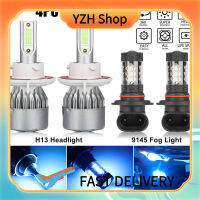 ร้าน YZH Shop 4ชิ้นไฟหน้ารถมอเตอร์ไซค์แบบ Led ไฟตัดหมอก HI/LO ชุดหลอดไฟเสริมหม้อน้ำรถยนต์อะลูมิเนียม8000K ใช้ได้กับ Ford F-150 2004-2014