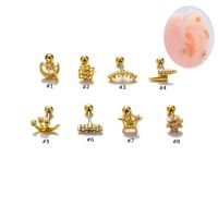 1 Piece Moon Lightning Spider Web Shape Cartilage Earring Stud Helix Pinna Lobe Piercing 20Gauge Stainless Steel Barbell with Zircon