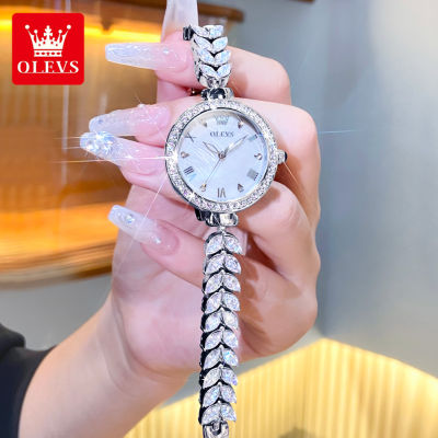 OLEVS นาฬิกาสำหรับผู้หญิง2023ดีไซน์ใหม่ออริจินัลกันน้ำเรืองแสงสแตนเลสสายเหล็กเกรซหน้าปัดขนาดเล็ก