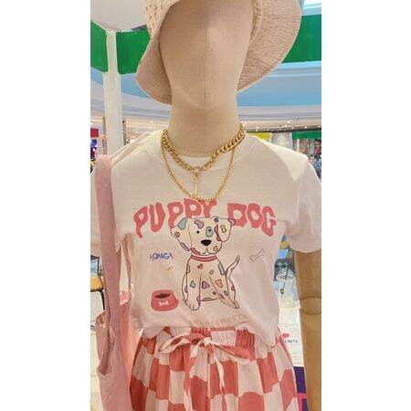 เสื้อยืดครอป-puppy-dog-เสื้อครอปพอดีตัว-เสื้อยืด