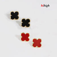 Four-Leaf Clover Studs ต่างหูเงินสเตอร์ลิงชุบทอง14K